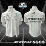 Mercedes F1 Blanca Cuello Tipo Polo