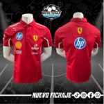 Ferrari F1 Rojo Cuello Tipo Polo con Boton y zipper